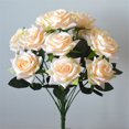 thumbnail image 4 of Billuyoard Ramo de rosas artificiales de 12 cabezas, flor de simulación, decoración falsa para fiesta de boda, rosa Flores artificiales champán, 4 of 6
