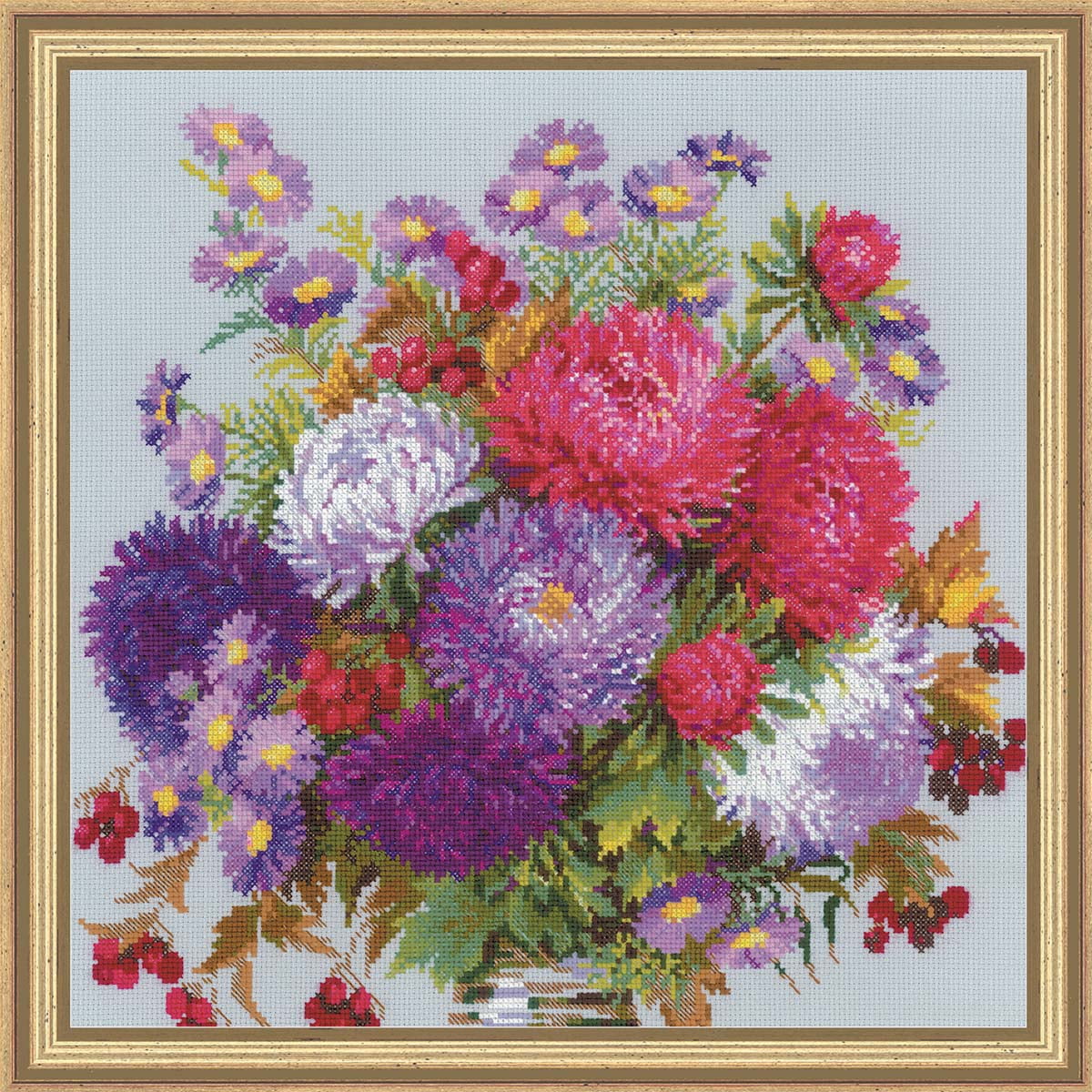 RIOLIS Counted Cross Stitch Kit 15.8"X15.8"Bouquet With Asters (14