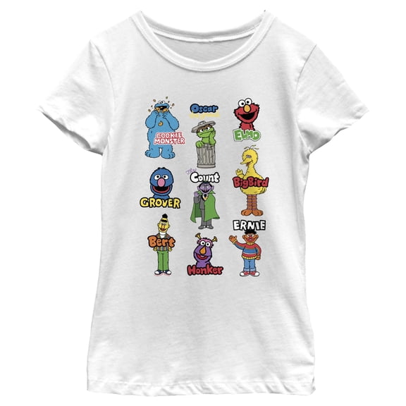 Girl's Sesame Street Character Introductions Graphic T-Shirt