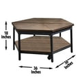thumbnail image 2 of Brown Hexagonal Lift Top Cocktail Table - Ash Veneers And Iron, For Easy Mobility, 36" W X D 18" H, 71.36 Lbs, Gorgeous Shape Hexagon Iron Base, Mobility , Half Lift-top Access, 36"x36"x18", Lb,, 2 of 2