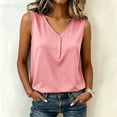 thumbnail image 2 of Hearthz Women's V Neck Womens Sleeveless Tops 3 Buttons Henley Curved Hem Tank Tops for Women Lightweight Summer Beach Vest, 2 of 4