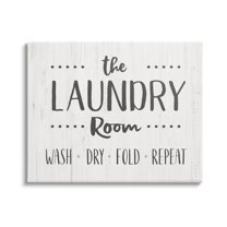 Laundry Room Wash Dry Fold Repeat Typography Graphic Art Gallery Wrapped Canvas Print Wall Art