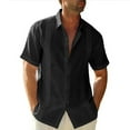 thumbnail image 1 of Guardoinrt Traveling Casual Style Men's Button Down Shirt Summer Pool Party Solid Color Simple Design Slim Fit Tops Daily Clothes Black XXL, 1 of 5
