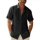 thumbnail image 1 of Camisa casual Qarigey Camisa de verano para hombre color sólido Negro XXL, 1 of 5