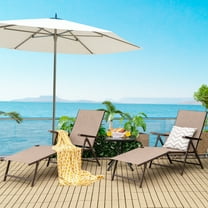 Costway Patio 2 PCS Folding Chaise Lounge Chair Outdoor Portable Reclining Lounger Brown