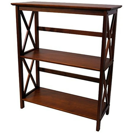 Casual Home Montego 3-Shelf Bookcase-Walnut