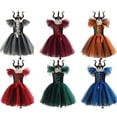 thumbnail image 2 of Disfraz de Maléfica de Disney 2024, vestido de Halloween para niñas, tutú elegante, vestido de bruja negro, vestido de fiesta para niños, cosplay, reina demonio, ropa de bruja, 2 of 5