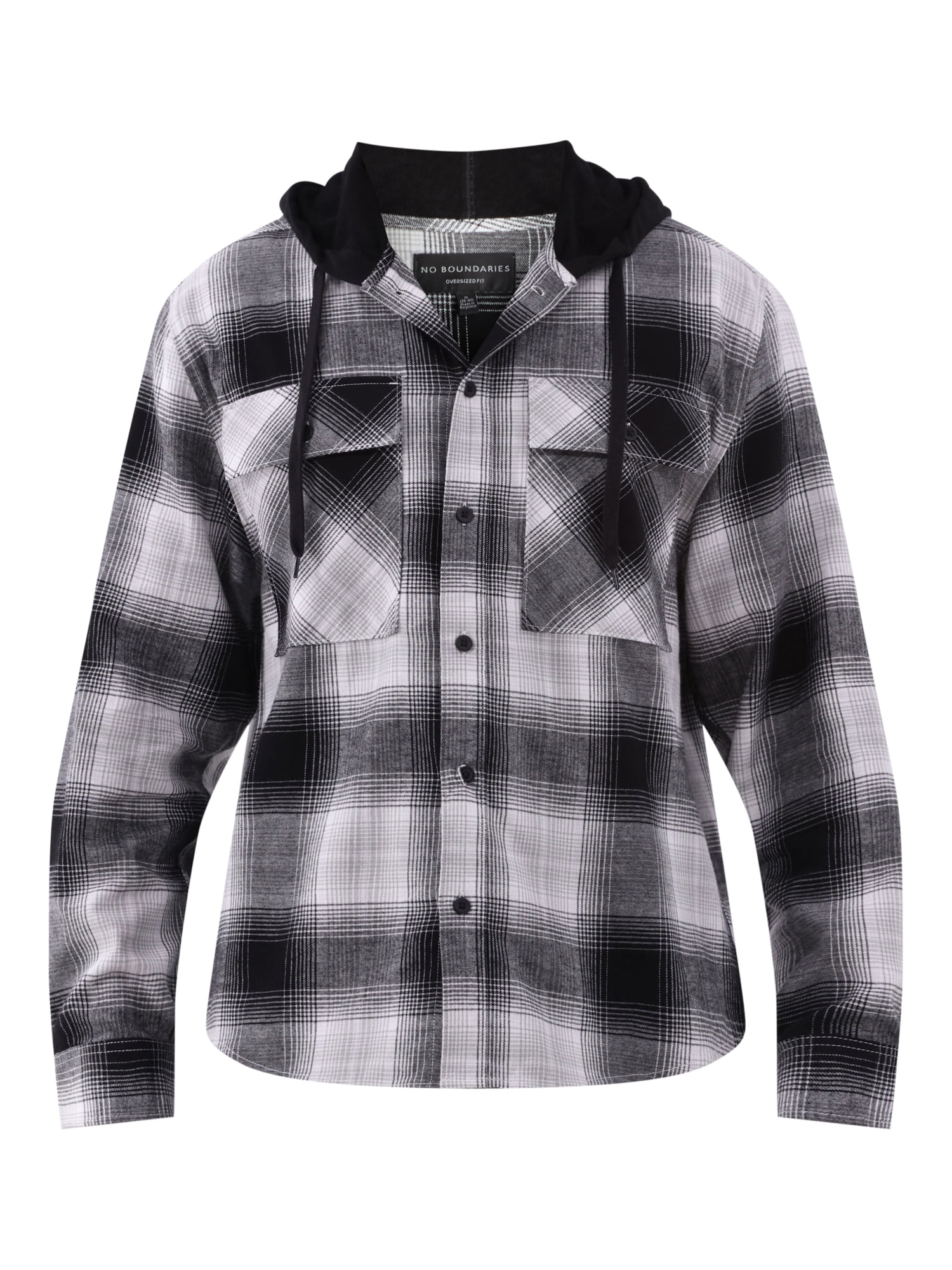 No Boundaries Men's & Big Men's Hooded Long Sleeve Flannel Shirt, Sizes XS-5XL