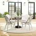 thumbnail image 2 of Martha Stewart 31.5" Round Indoor-Outdoor Bistro Dining Table with Gray Woodgrain Aluminum Finish Frame and White/Gray Woven Rattan Tabletop, 2 of 10