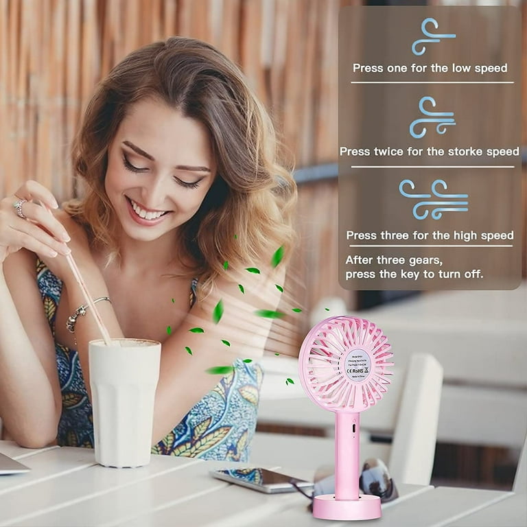 JISULIFE Handheld Fan Mini Fan, Small Fan Portable with Bracket, USB  Rechargeable Lash Fan with 3 Speeds, Makeup Fan Eyelash Fan for Office  Outdoor Travel