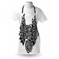 thumbnail image 4 of Owl Print Apron, Ornamental Monochrome Bird with Yellow Eyes Image, Unisex Kitchen Bib with Adjustable Neck for Cooking Gardening, Adult Size, Charcoal Grey Yellow, by Ambesonne, 4 of 4