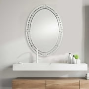 Angle View: Uttermost 05003 B Graziano 34" X 25" Elegant Oval Frameless Glam Beveled Vanity Bathroom