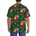 thumbnail image 7 of Goofa Vintage Santa Skiing Green Plaid Printed Men's Casual Short-sleeved Shirt,Lightweight Breathable Button-down,Summer Casual men's top,Versatile Fashion shirt-Small, 7 of 7