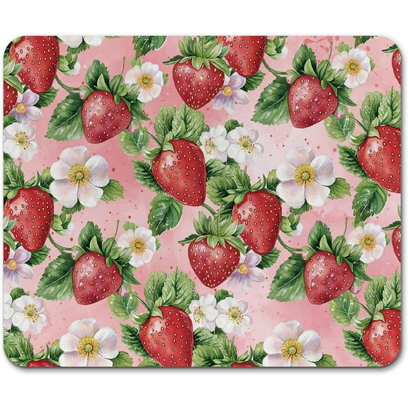 Pink Vintage Strawberry Mouse Pad, Cute Strawberry Square Mouse Pad for Desk, Girly Desk Accessories, Pink Office Supplies and Accessories, Gifts for Girls Women, 8x8 Inch