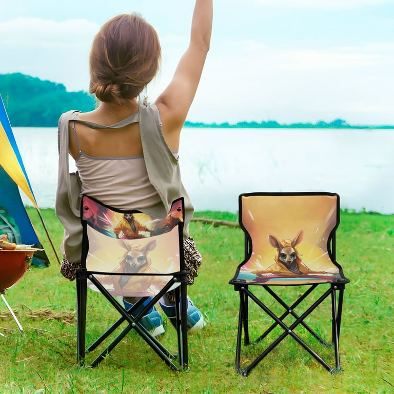 Cool Kangaroo Dancing Portable Camping Chair Small for Kids Outdoor Folding Beach Chair Fishing Chair Lawn Chair with Carry Bag