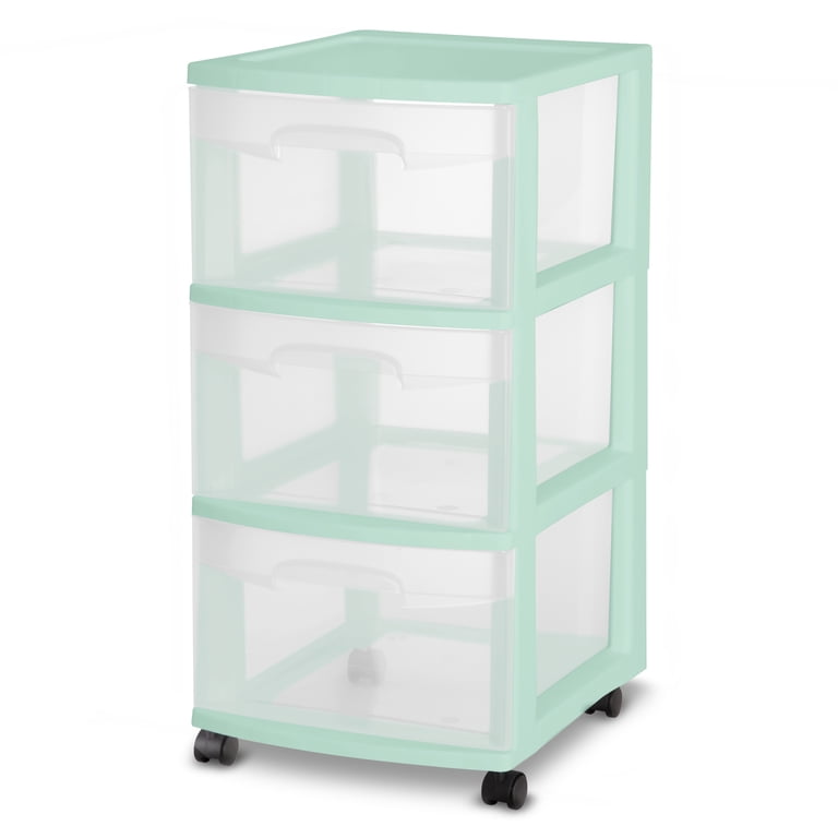 Sterilite 3 Drawer Cart Plastic, Classic Mint, Set of 2 - Walmart.com