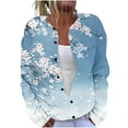 thumbnail image 2 of Cardigan Sweaters for Women Trendy Fall Fashion 2025 Ndbuld Ladies' Casual Printed Knitted Cardigan With Button Up Jacket And Top Gift for Girls Light Blue 3XL, 2 of 5