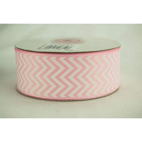 Ribbon Bazaar Grosgrain Chevron 1-1/2 inch Light Pink 25 yards Ribbon
