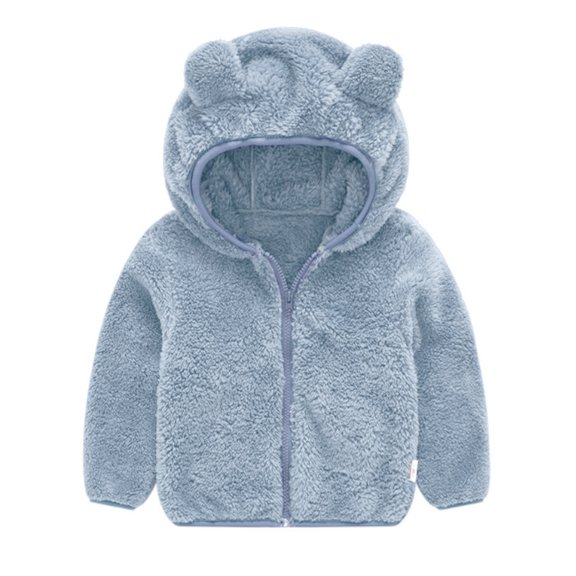 Curuila Children Girls Coat Fleece Long Sleeve Solid Color Hooded With Ears Jacket For Girls Winter Warm Casual Soft Outerwear Size 2-3 Years