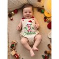thumbnail image 4 of RUINIXCW Newborn Baby Girl Boy My First Christmas Outfit Corduroy Bubble Romper Overalls Letter Santa Hat Embroidery Sleeveless Jumpsuit Suspender Overall, 4 of 9