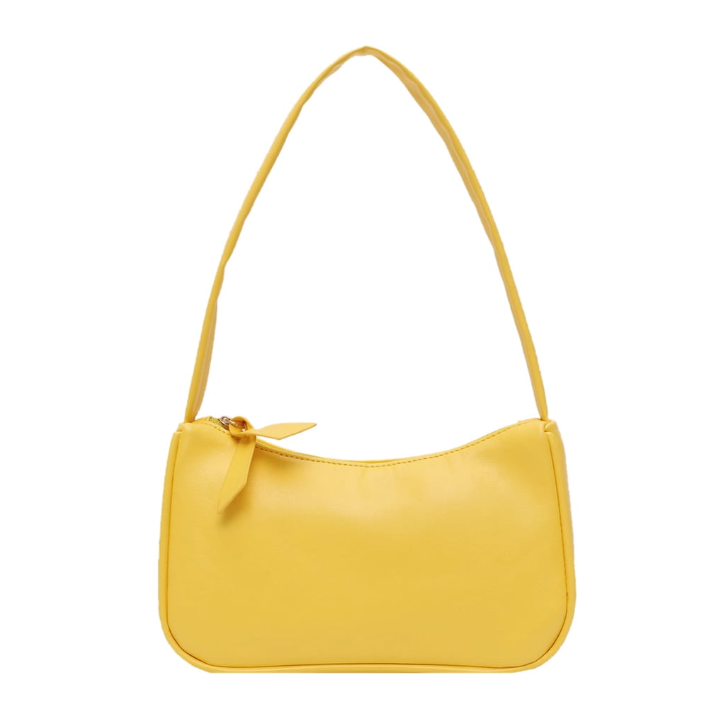 Simple Elegant Women Ladies Small Shoulder Bag Pure Color Sling Handbags (Yellow)
