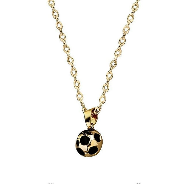 Golden Alloy Creative Necklace with Football Shape Pendant for Women Wearing Classic Jewelry Set 9.5cm
