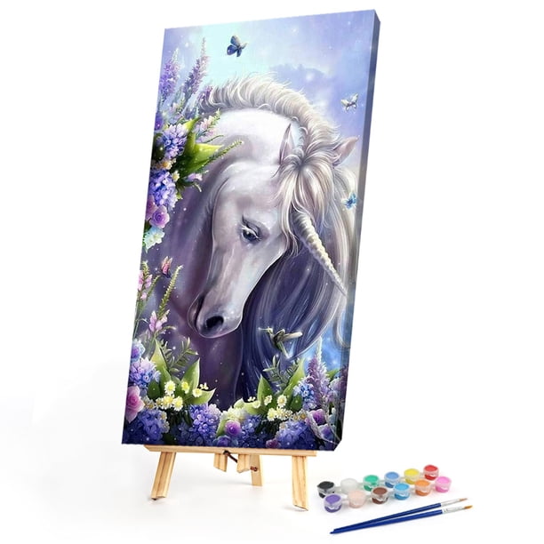HOLXSW Pintura Por Números Unicornio Pegaso – Kit De Óleo Sobre Lienzo De 40x50 Cm Con Acrílicos Y Pinceles, Decoración DIY Para Adultos Y Niños