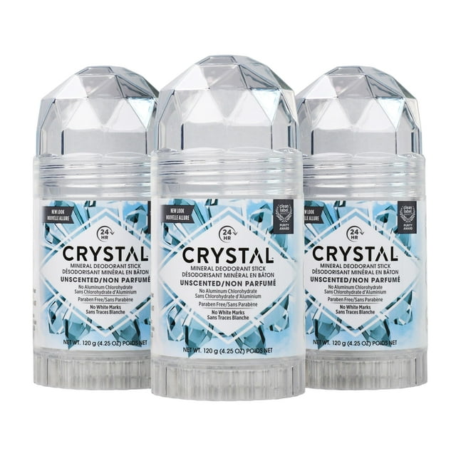 Desodorante en barra Crystal Mineral sin perfume, 4.25 oz (paquete de 3)