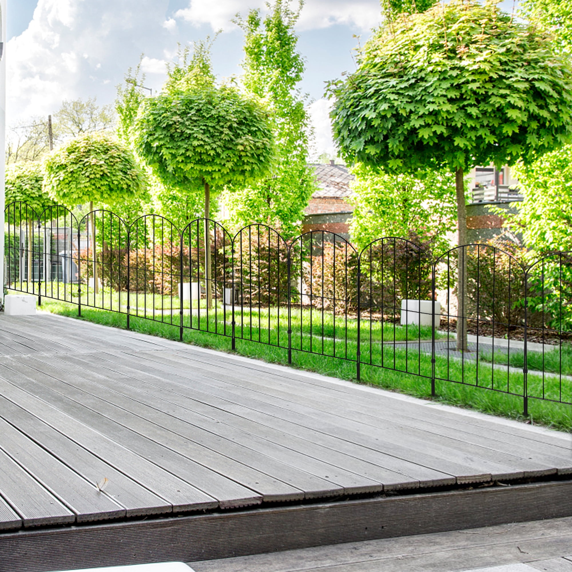 Decorative Garden Fence 10 Panels, Metal Wire Border Animal Barrier For Patio Landscape Patio Outdoor Decoration, Arch