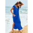thumbnail image 7 of YOGAFOX Women's 2025 Summer Casual V Neck Split Beach Vacation Loose Maxi Dresses(RoyalBlue,M), 7 of 7