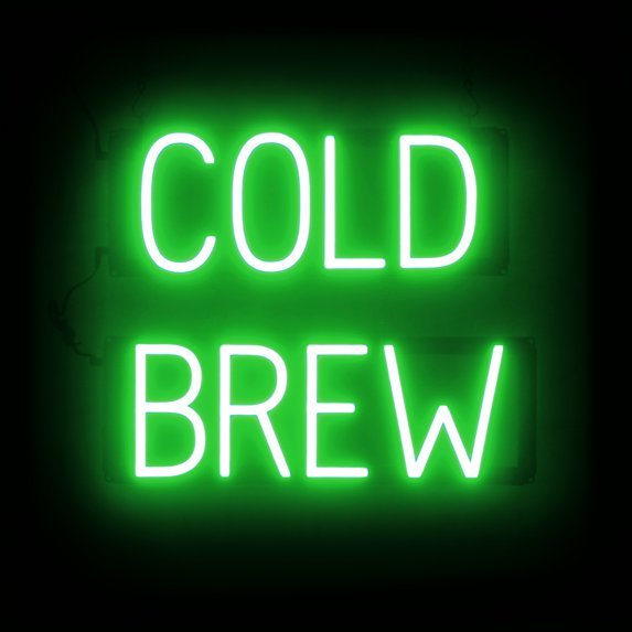 SpellBrite COLD BREW LED Sign for Business. 18.2" x 15.0" Green COLD BREW Sign Has Neon Sign Look With Energy Efficient LED Light Source. Visible from 500+ Feet, 8 Animation Settings.