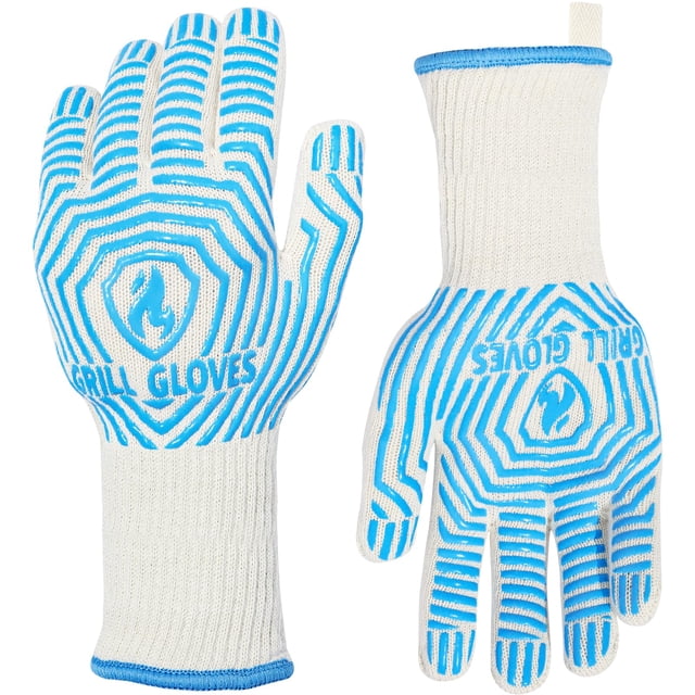 Guantes para barbacoa QUWIN, resistentes al calor extremo (800 °C), color azul