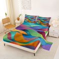 thumbnail image 2 of Castle Fairy Painterly Rainbow Wave King Sheets 4pcs,Transparent Curved Color Block Print Bedding,Vivid Pastel,1 Fitted Sheet,1 Flat Sheet and 2 Pillowcases, 2 of 6