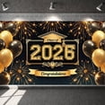thumbnail image 1 of Gold & Black Class of 2026 Banner Graduation Backdrop Glitter Graduation Display for High School Graduation Party College Graduation Ceremony Photo Shoot, 1 of 5