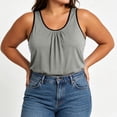 thumbnail image 6 of Qulqfy Flowy Women Tank Tops Solid Scoop Neck Sleeveless Plus Size Knit Beach Summer Casual Dressy Gray Graphic Shirts 2XL, 6 of 6