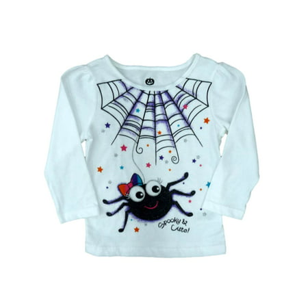 Happy Halloween Infant Girls White Spooky & Cute! T-shirt Spider Tee Shirt 12m