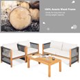 thumbnail image 5 of Costway 4PCS Wooden Patio Furniture Set Cushioned Sofa W/Rope Armrest White, 5 of 9