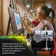 Master Airbrush Model TC-828, High-Performance Twin Cylinder Piston Air Compressor with Tank and a Free 6 Inch Airbrush Hose
