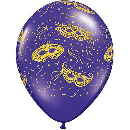 11" Mardi Gras Mask Around Balloons