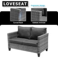 thumbnail image 4 of XIZZI Outdoor Furniture 50" Loveseat Sofa Couch with Gray Wicker Rattan(Black Cushion), 4 of 8