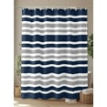 thumbnail image 4 of Dark Blue Geometric Striped Shower Curtain, Navy Blue Gray White Bathroom Decor Curtains Set with Hooks, Waterproof Fabric Home Accessories， 72 X 72 Inch Long, 4 of 6