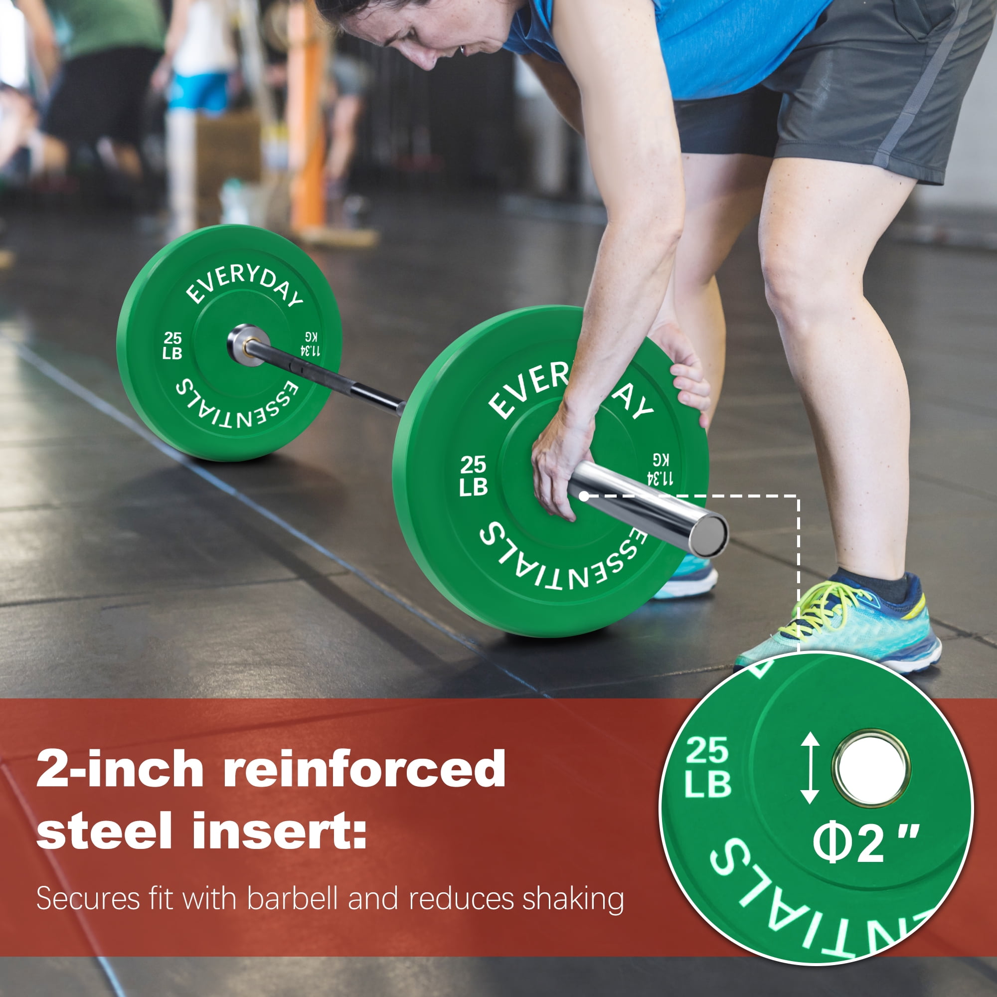 FlexWave 2-Inch Olympic Bumper Weight Plate，with Steel Hub, Multicolored, Multiple Sizes，Single & Pair, for Strength Training & Home Gym