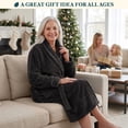 thumbnail image 6 of PAVILIA Plush Robe for Women, Soft Fleece Long Spa Robe, Ladies Bathrobe with Pockets, Warm Fuzzy Housecoat, Black, S/M, 6 of 8