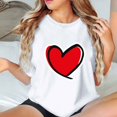thumbnail image 4 of Womens Tops Valentine's Day Love Print Short Sleeve Round Neck T-Shirt Gifts for Her White M, 4 of 4