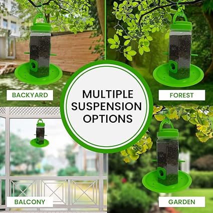 Happy Wings Hanging Bird Feeder Set of 2 - Plastic Bird Feeder - 500gm Capacity