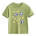 thumbnail image 5 of DJDLJWCJ Boys Crewneck T-shirt Soccer Graphic Printed Short Sleeve Shirts Soft Breathable Summer Lightweight Athletic Sports Shirts Army Green Size 2-3 Years, 5 of 8