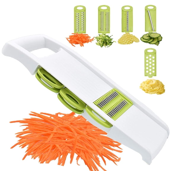 5 in 1 Slicer Vegetable Slicer Mandolin Multi Blade Potato Veggie Slicer Vegetable Cutter Shredder Potato Slicer White