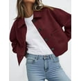 thumbnail image 5 of PRETTYGARDEN Women's Faux Suede Cropped Jacket Casual Fall Fashion Button Down Winter Coats Outerwear Trendy Clothes, 5 of 9