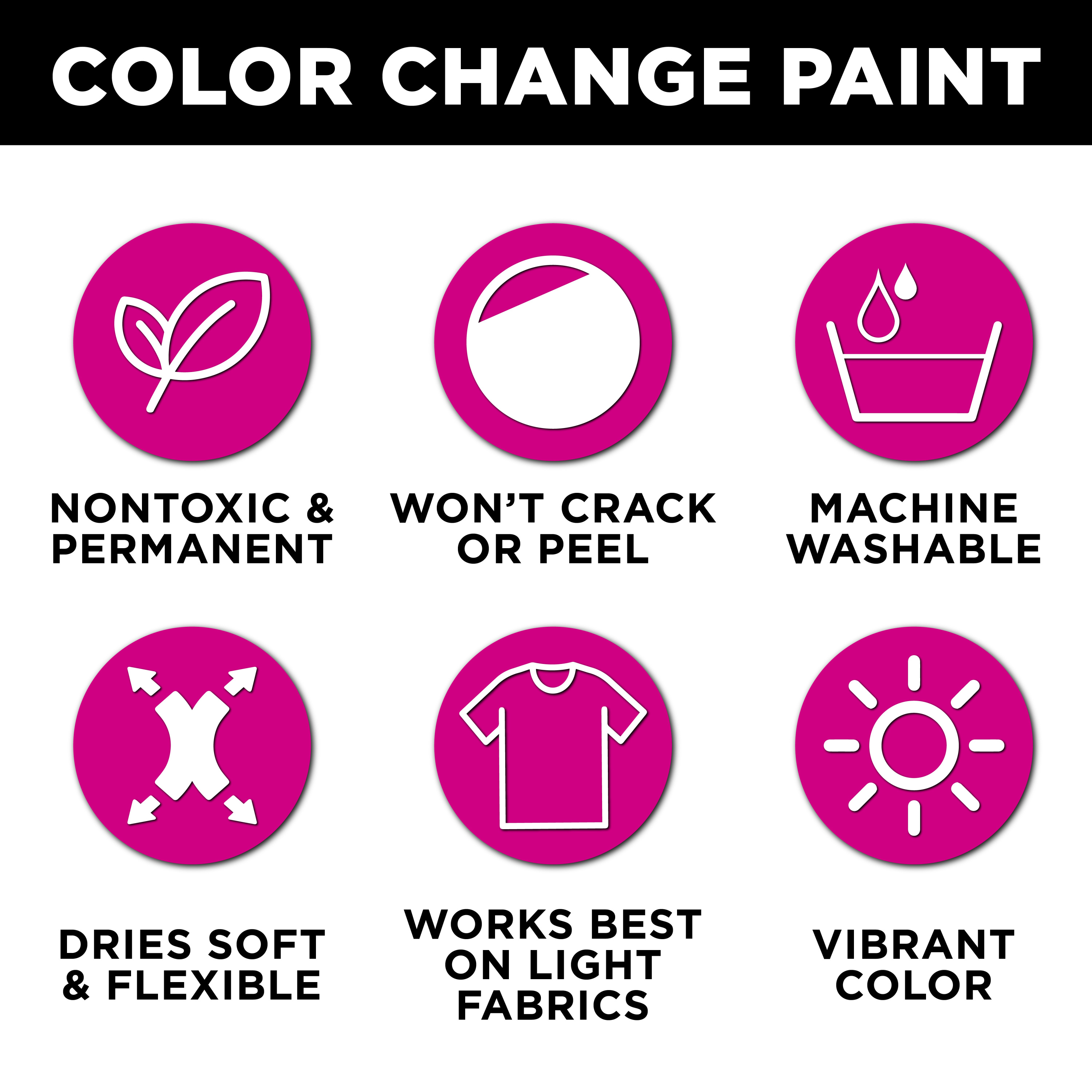 Tulip Color Change Fabric Paint Pack, Sunlight Activated, 8 Paint Bottles