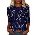 thumbnail image 2 of Raeneomay 3/4 Length Sleeve Womens Tops Women's Fashion Printed T-Shirt Blouse Round Neck Casual Tops, 2 of 6
